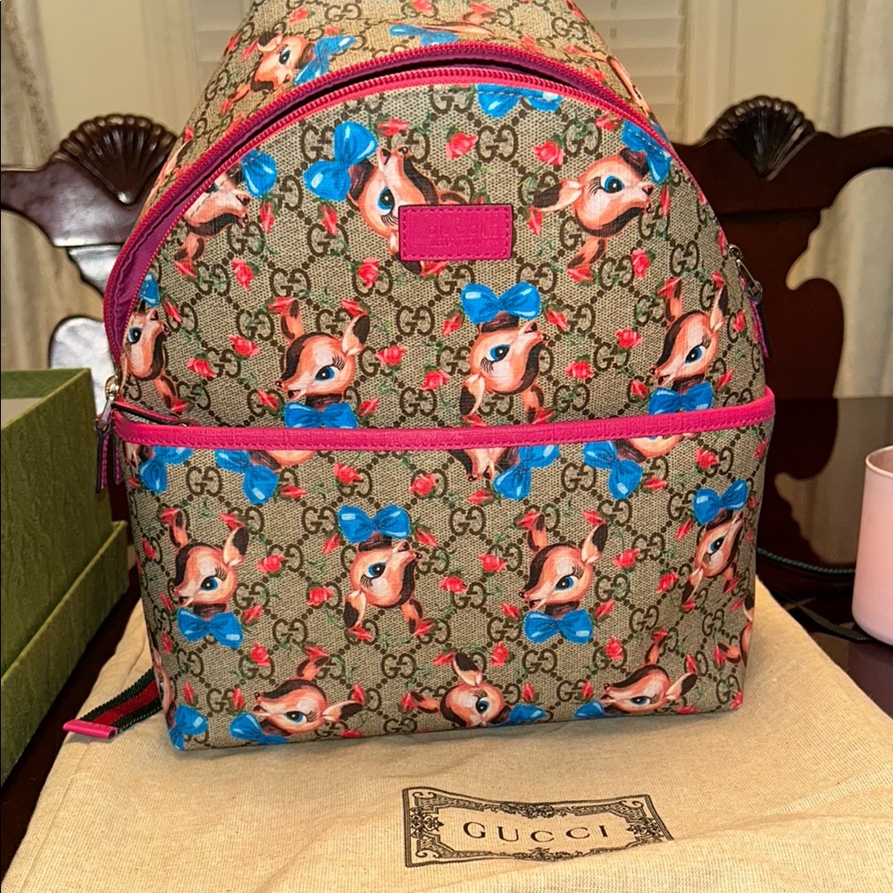 💕Gucci Backpack with Blue and Pink Accents💕